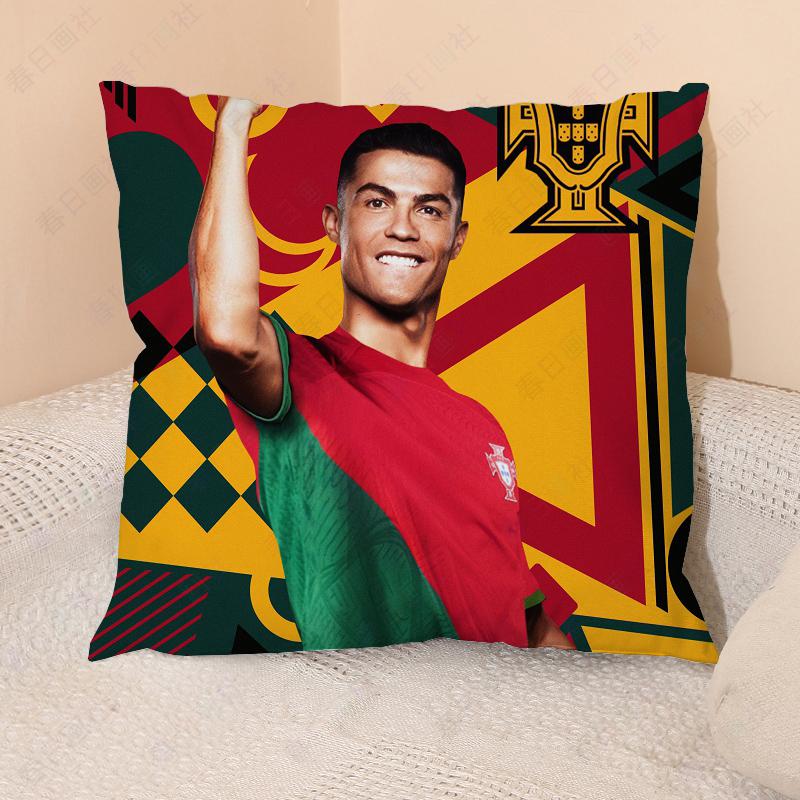 Cristiano Ronaldo Quadratisches Kissen Portugal Star Umrandung Cr7 Gleicher Stil Kissen Bettkopfkissen Sofakissen Beidseitiger Druck Short plush 18*18(CM)-1Pcs