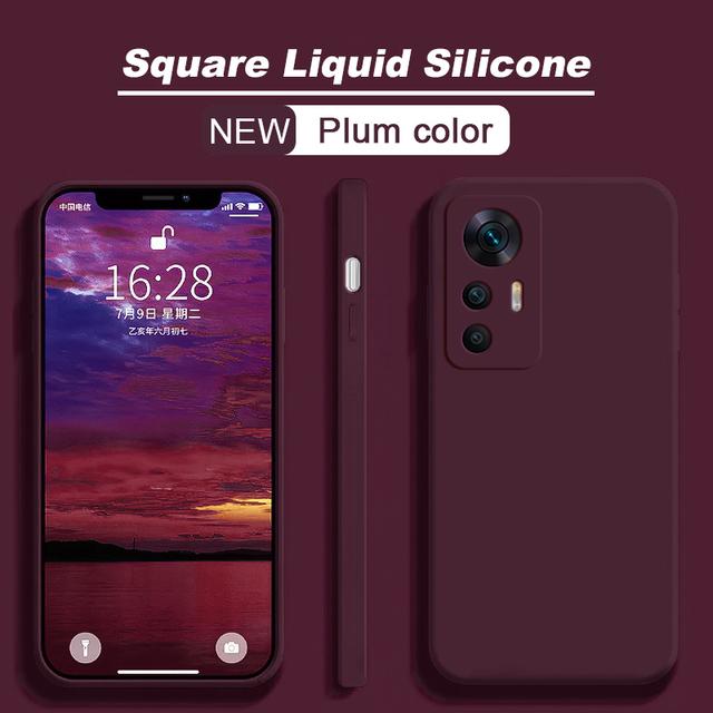 Quadratische Flüssigsilikonhülle für Xiaomi Mi 12T 12 T Pro 12 Lite 12X 12S Pro Ultra 12pro Telefonhüllen für Xiaomi 11 Lite Soft Cover For Xiaomi 12X wein rot