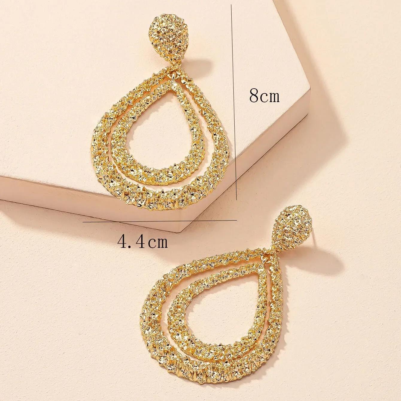 Vintage Gold Farbe Übertrieben Große Wasser Baumeln Ohrringe für Frauen Weibliche Geometrische Wassertropfen Hängen Ohrring Modeschmuck