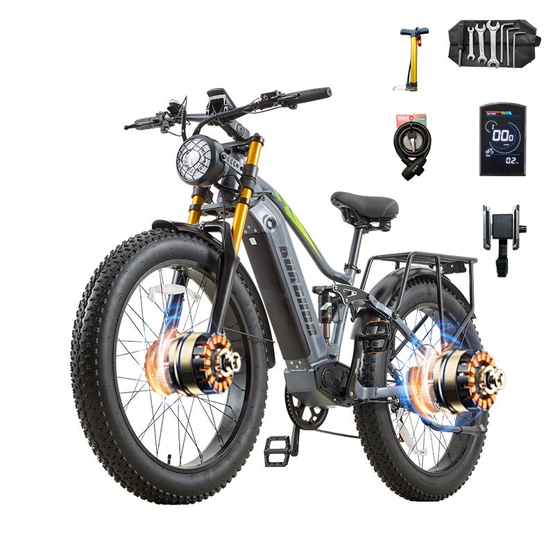 BURCHDA RX80pro Dualmotor AWD Elektro-Mountainbike für Erwachsene, 26 Zoll 4.0 Fatbike, 48V, 20AH, 2500W Öl-Doppelbremse, Duale Stoßdämpfung Elektrofahrrad 26*4.0