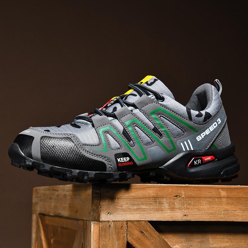 Große Größe 39-48 Wanderschuhe Herren Camouflage Sneakers Bequeme Outdoor Sport Laufschuhe Kletterschuhe für Herren Rutschfeste Jogging Training Sneakers Stiefel 42 dunkelgraue