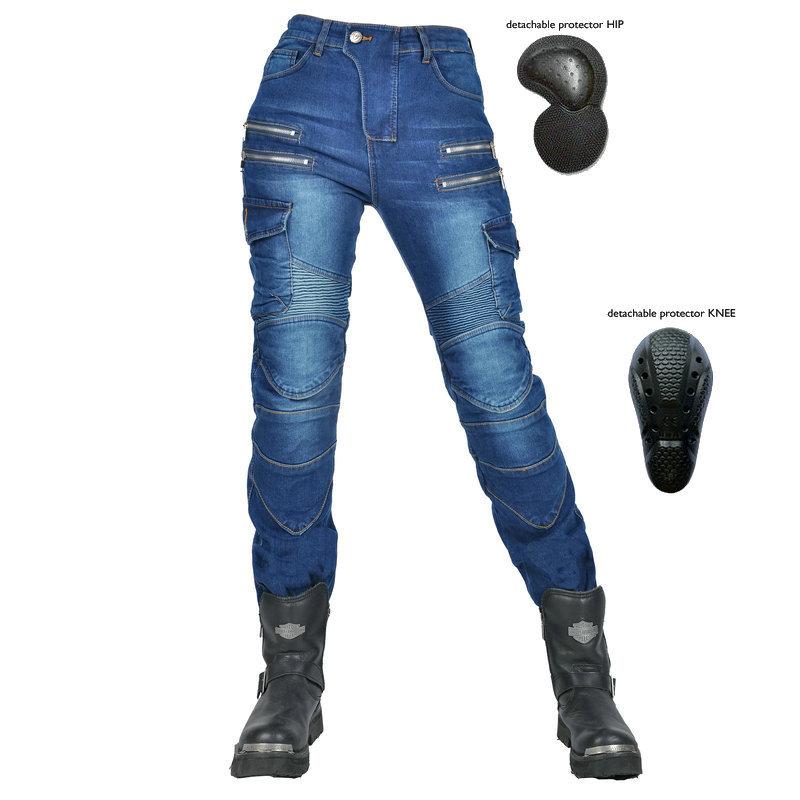Motorradjeans, Damen-Motorrad-Reithosen, elastisch, Retro, personalisiert, lässig, sturzsicher S