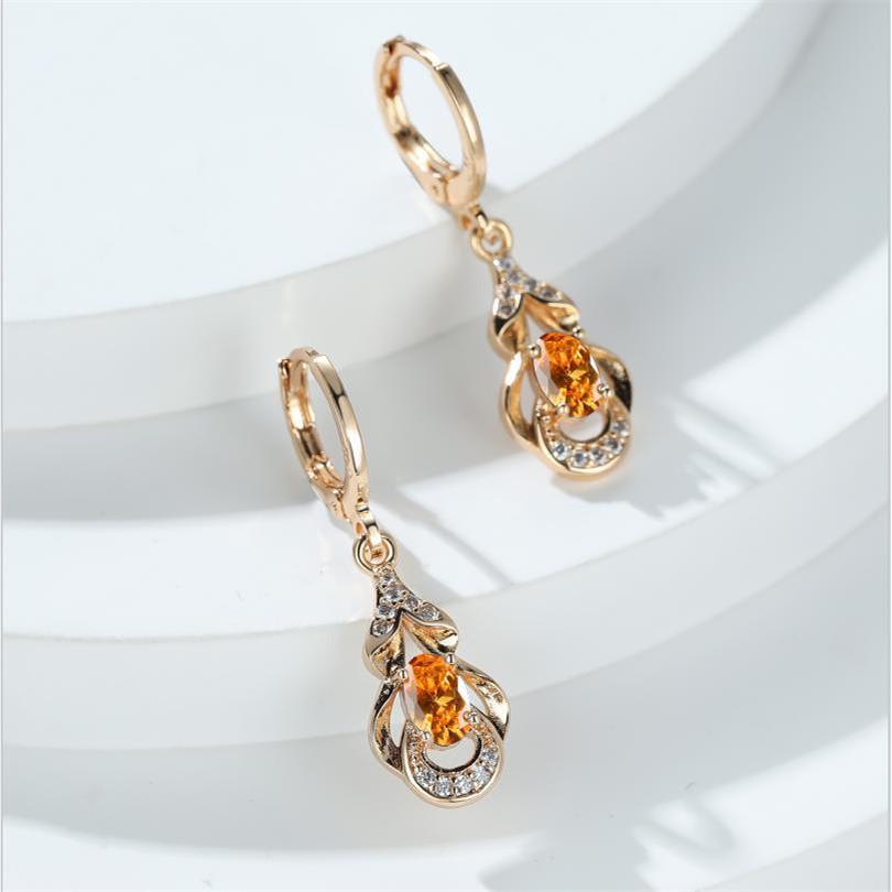 Vintage Bohemian Ethnischen Stil Gold Farbe Wasser Tropfen Ohrringe Oval Cut Mehrfarbige Stein Tropfen Ohrringe Frauen Baumeln Haken Ohrringe Schmuck champagner