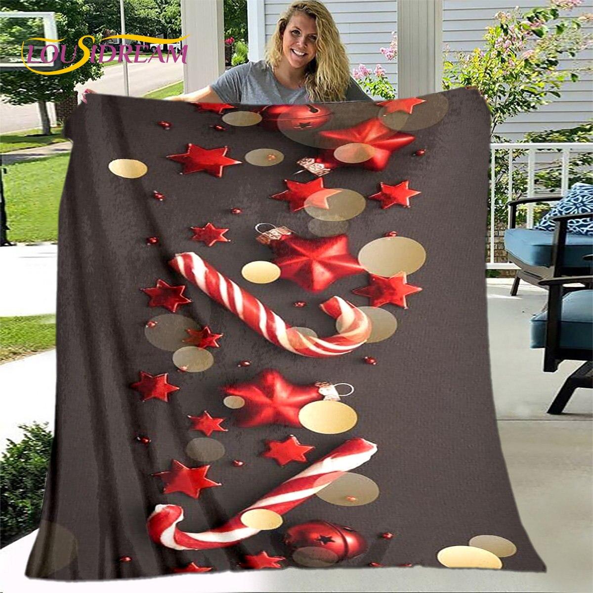 Frohe Weihnachten Neujahr Cartoon-Decke, Flanelldecke, Überwurfdecke, weiche warme Decke für Wohnzimmer, Schlafzimmer, Betten, Sofa, Geschenk 75x90cm