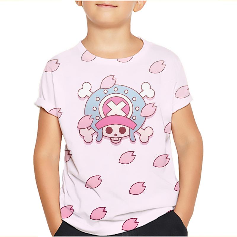 One Piece Luffy T-Shirt Four Emperors Kurzarm Zoro Sanji Chopper Ace Law Tee Kinderkleidung Modekostüme für Kinder Top 130 silber