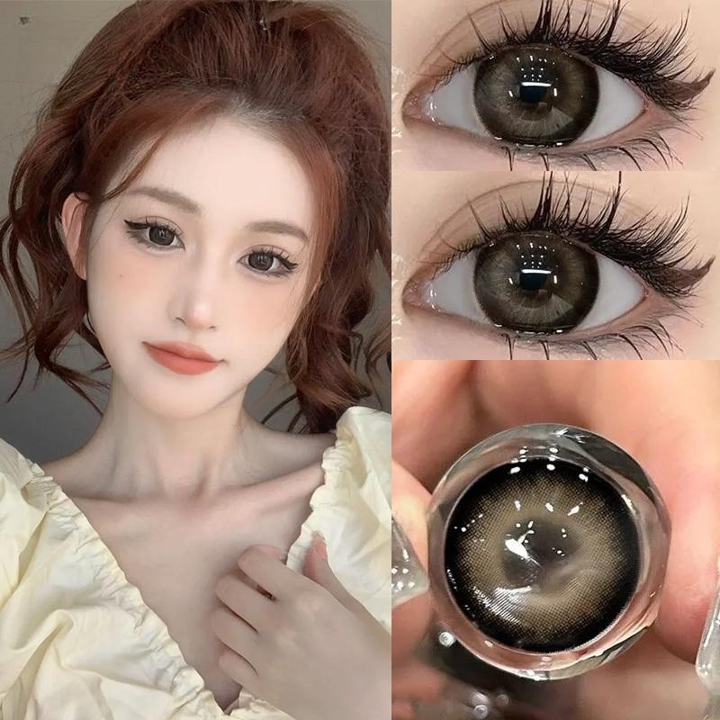 14,5 MM Farbige Kontaktlinsen MillCreek Jährliche Verwendung Natürlicher Komfort mit Lösung Braun/Grau Große Augen Studenten Damen Make-Up Zubehör -3.00 braun