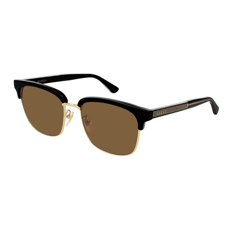 Gucci Emaillierte Grün-Rot Gestreifte Quadratische Sonnenbrille Herren Sonnenbrille GG0382S-002 Dust Bag+Eyeglass Case (Random Color)