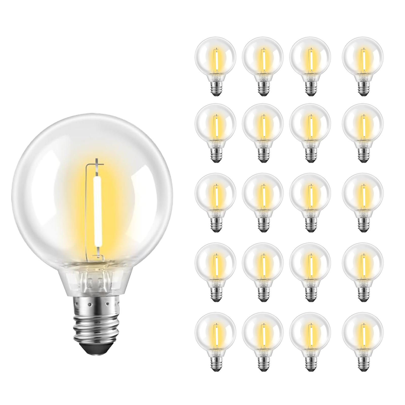 5V 24V 110V 220V LED-Glühbirne 20er-Pack E12 G40 Wasserdichte Glühbirnen Warmweiß Glühfadenlampe für Lichterketten Außen Dekoration 20pcs 5V LED