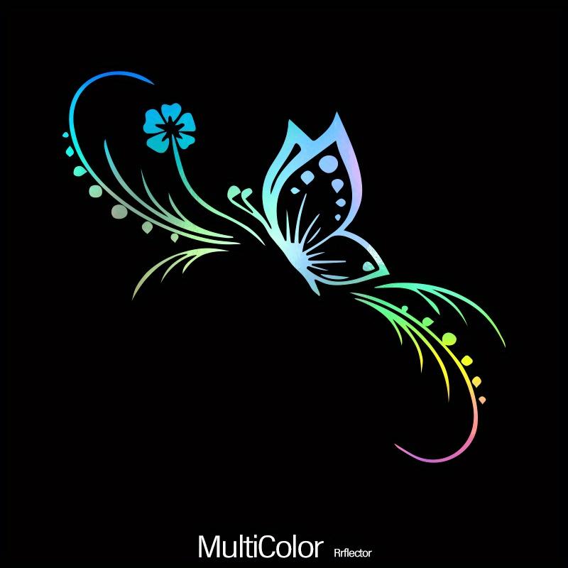 Mode Schmetterling Blumen Autoaufkleber Dekoration Blumenkunst Reflektierende Vinylaufkleber Auto Motorrad Dekorationszubehör 26x23CM