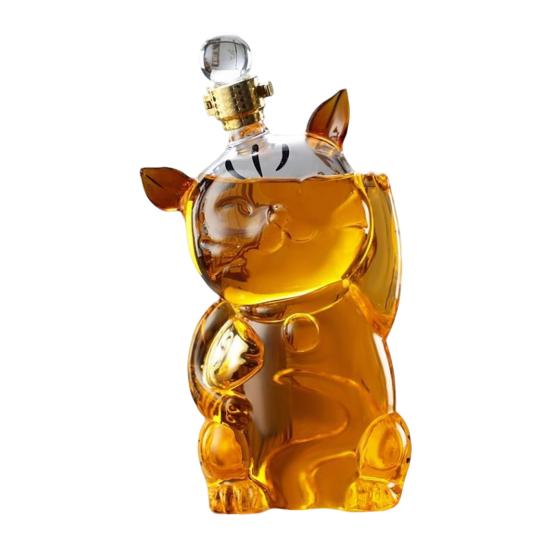 Whisky-Katzen-Flaschenkaraffe, 1000 ml, einzigartige Glaskaraffe für Whisky, lustige Bar-Dekoration