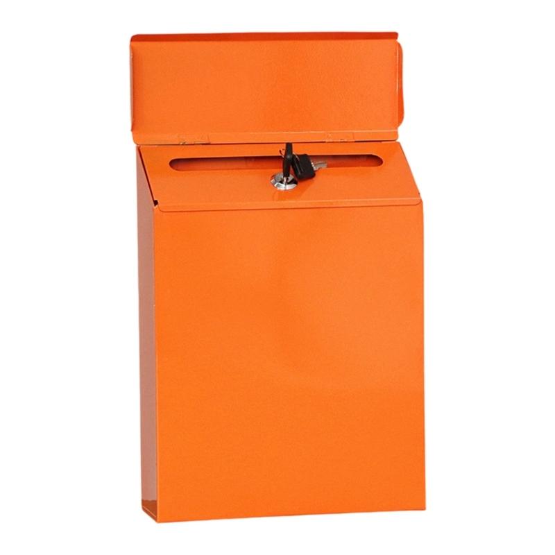 Wetterfester Vintage Eisen Briefkasten Wetterfester Wandmontage Abschließbarer Briefkasten Für Gartenzaun Terrassen Haustür Privatsphäre orange/rot