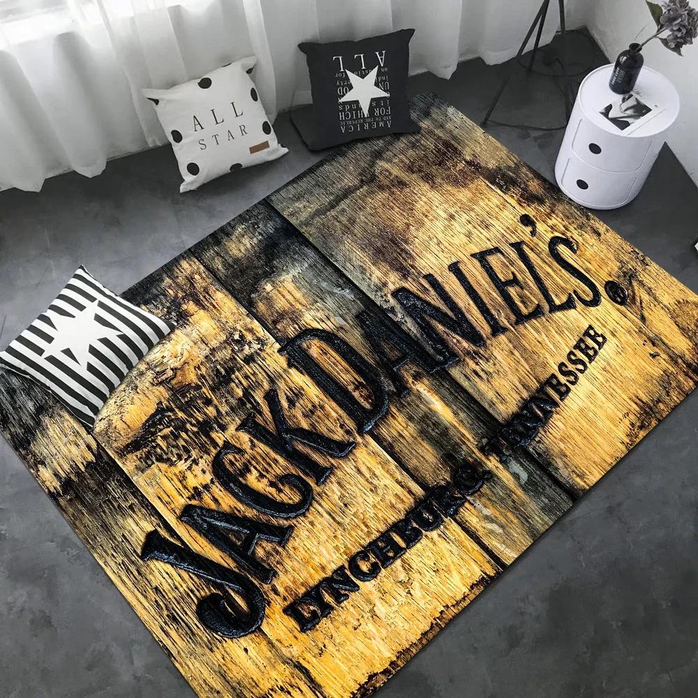 J-Jack-Daniels Whisky Muster Raummatten Waschbar Rutschfest Wohnzimmer Sofa Stühle Bereichsmatte Küche Alfombra 120*160cm