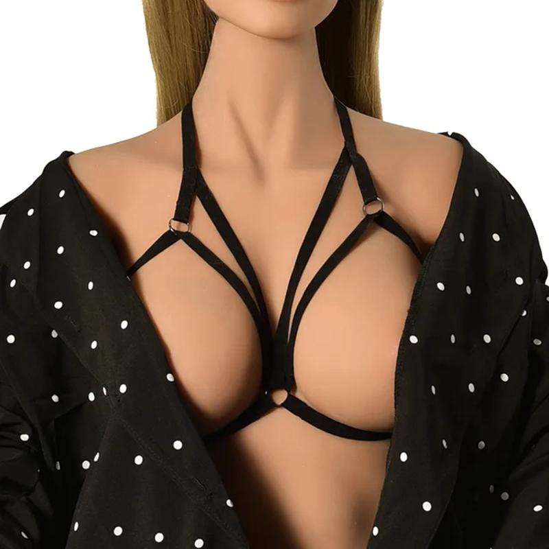 Exotische Bekleidung Damen Lift BH Babydoll Sexy Dessous Bondage Wilde Träger Geschirr Unterwäsche Sexy Linie BH Top Träger brown