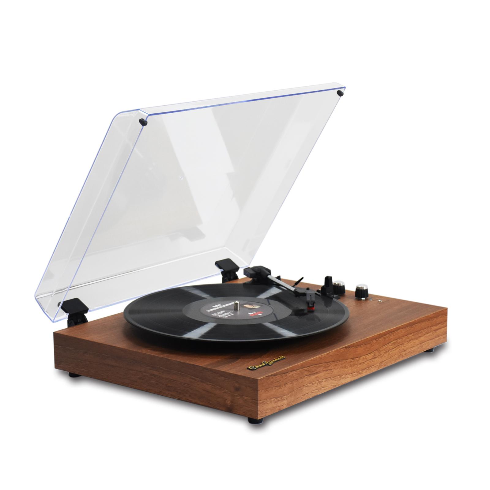 MzeliKing Vinyl Plattenspieler Plattenspieler Holz Tabletop Vintage Grammophon Kompatibel mit EU Plug kaffeebraun