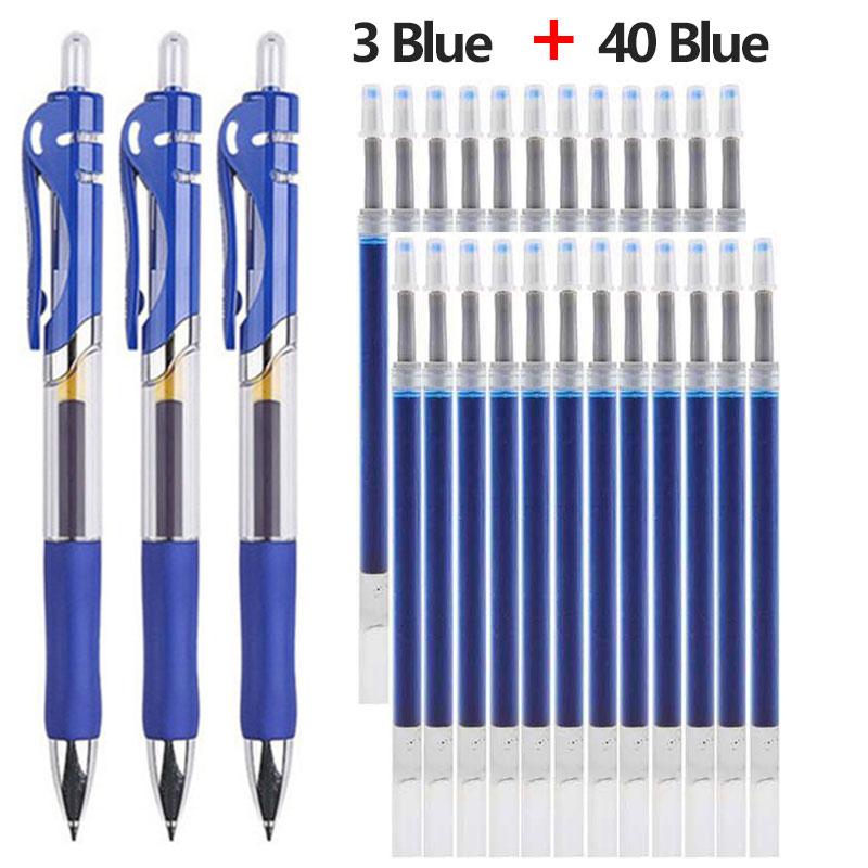 43 Stück Gelstifte &; Nachfüllset Briefpapier Kawaii Schreibstift Schwarz/Rot/Blau Tinte 0,5 mm Blauer Kugelschreiber Büro Schulbedarf 43pcs