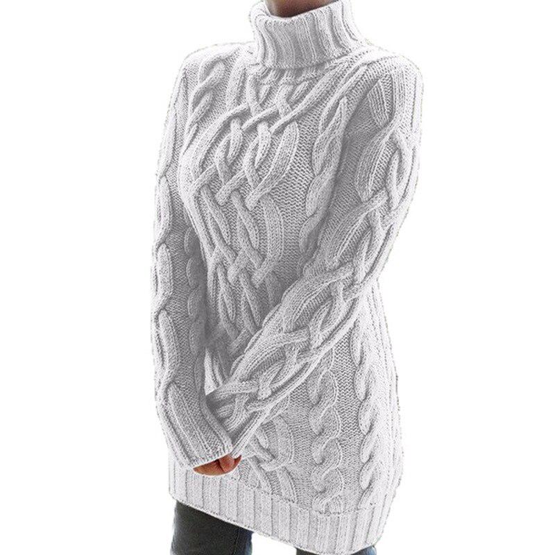 Herbst Winter Verdicken Pullover Kleider Für Frauen Rollkragen Langarm Gestrickte Retro Pullover Damen Pullover Pullover XXXL weiß