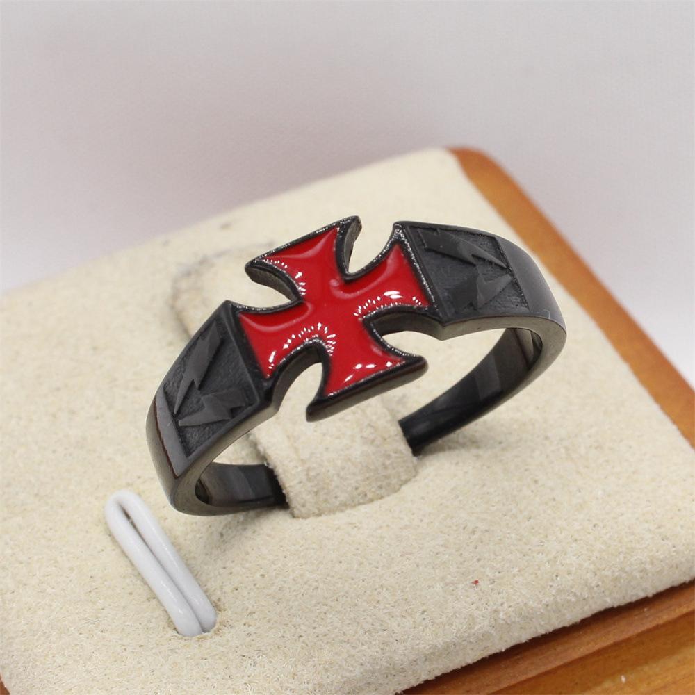 2026 Schmuck, Europäischer und Amerikanischer Personalisierter Retro Kreuz Herren Schmuck Ring No. 10
