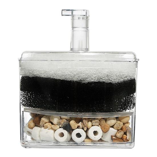 Aquarium Eckfilter Aquarium Luftbetriebener Schwammfilter Biofiltration Eckfilter mit verschiedenen Arten von Filtermedien für Jungfische Garnelen Nano-Aquarium S white