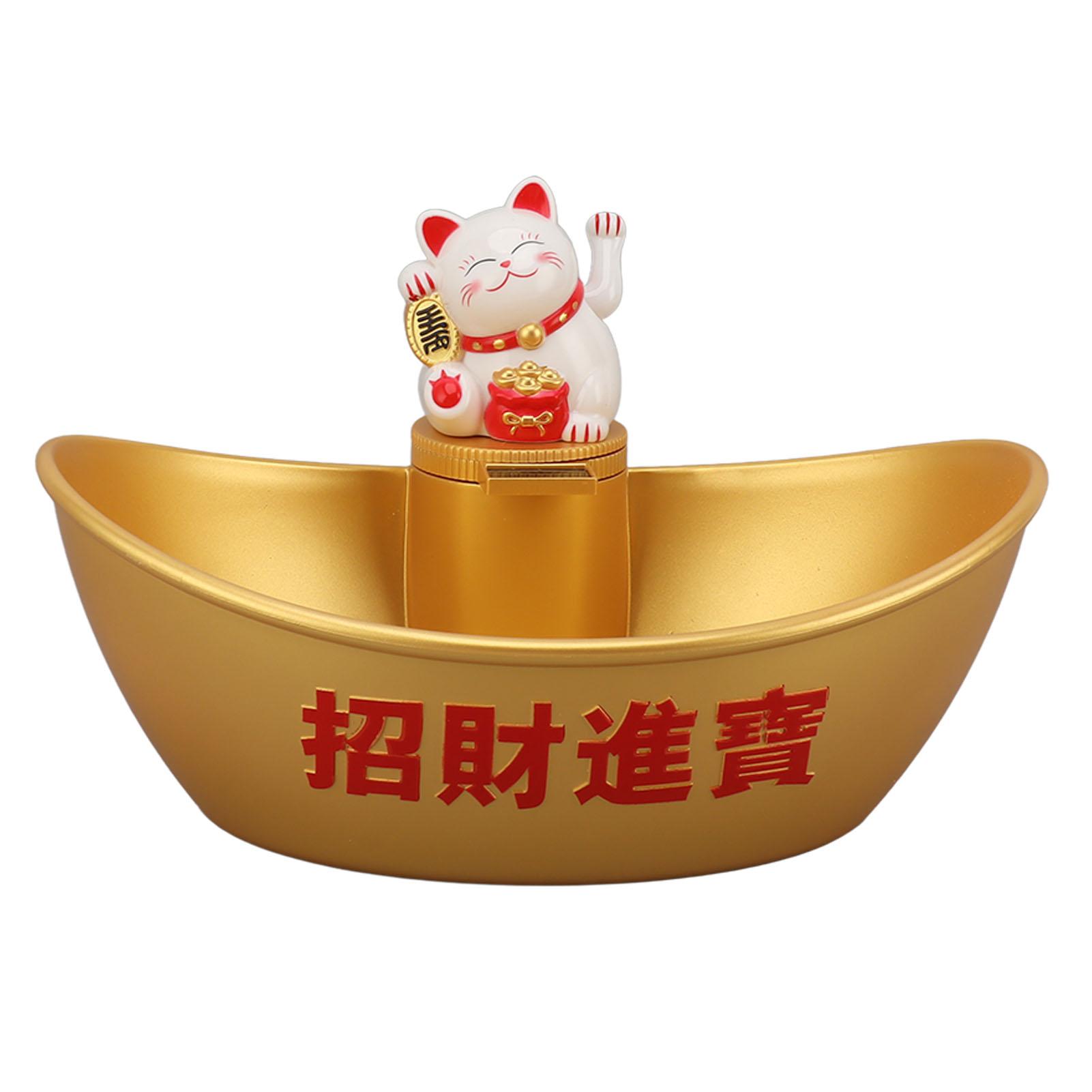 Goldbarren Solarenergie Glückskatze Ornament Solarer Reichtum Willkommen Winkende Hand Glückskatzenstatue Gut