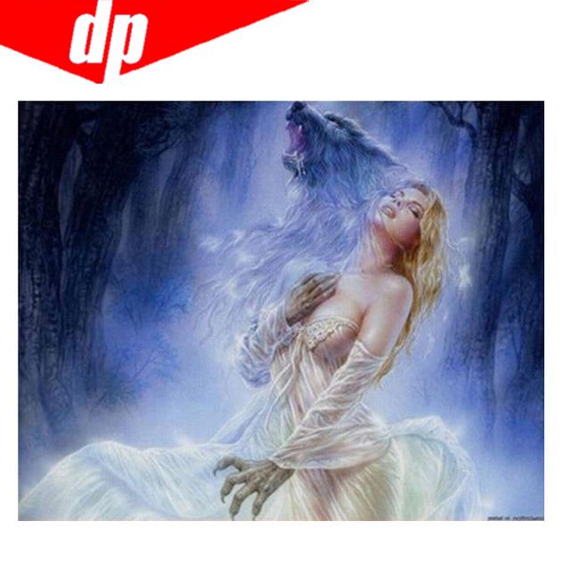 Wolf Mädchen Diamant Stickerei 5D DIY Diamant Malerei Kreuzstich Bild voller runder Diamant 20X30