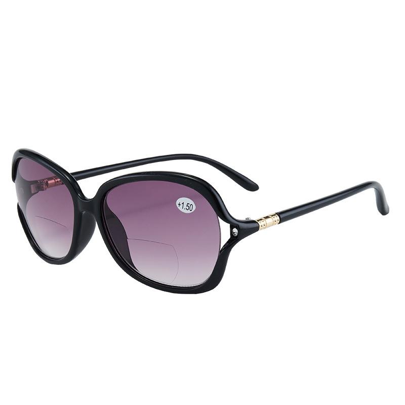 Modische Große Damen Schmetterling Bifokal Sonnenbrille Vintage Dual-Use Lesebrille +200 schwarz