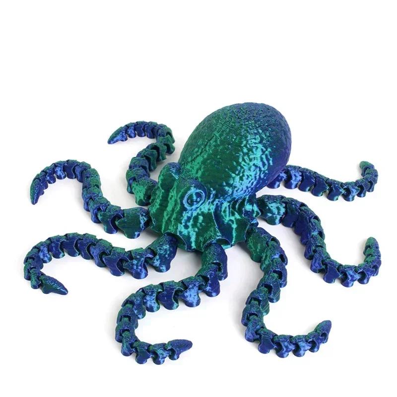 3D-gedruckter Oktopus Bewegliche Gelenke Fidget Spielzeug Heim Büro Schreibtisch Dekoration Meeresbewohner Dekoration Geschenke Kinderspielzeug Ornamente grün
