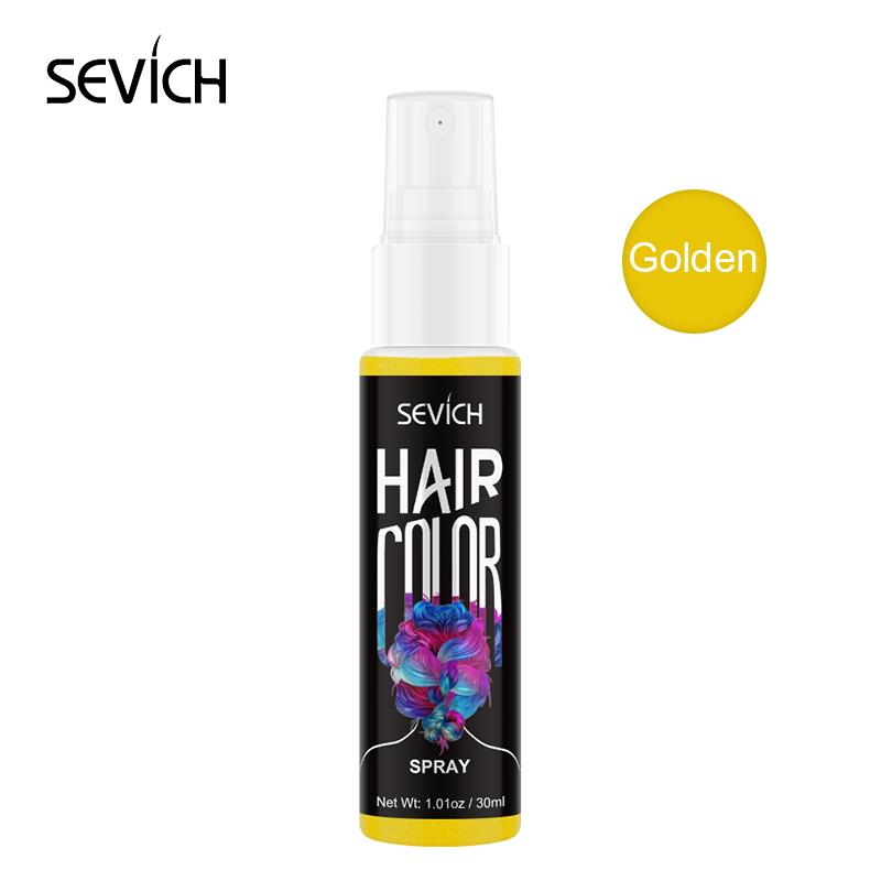 Sevich 8-Farben-Haarfarbenspray, sofortige Haarfarbe, Haarstyling-Produkt, 30 ml, temporäre Haarfarbe, Farbe, modisches Schönheits-Make-up goldgelb