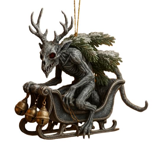 Dunkler Weihnachtsschmuck 2D Acryl Kopfloser Weihnachtsmann/Teufel Weihnachtsbaumschmuck für Innen- und Außenbereich Heimparty-Dekor I