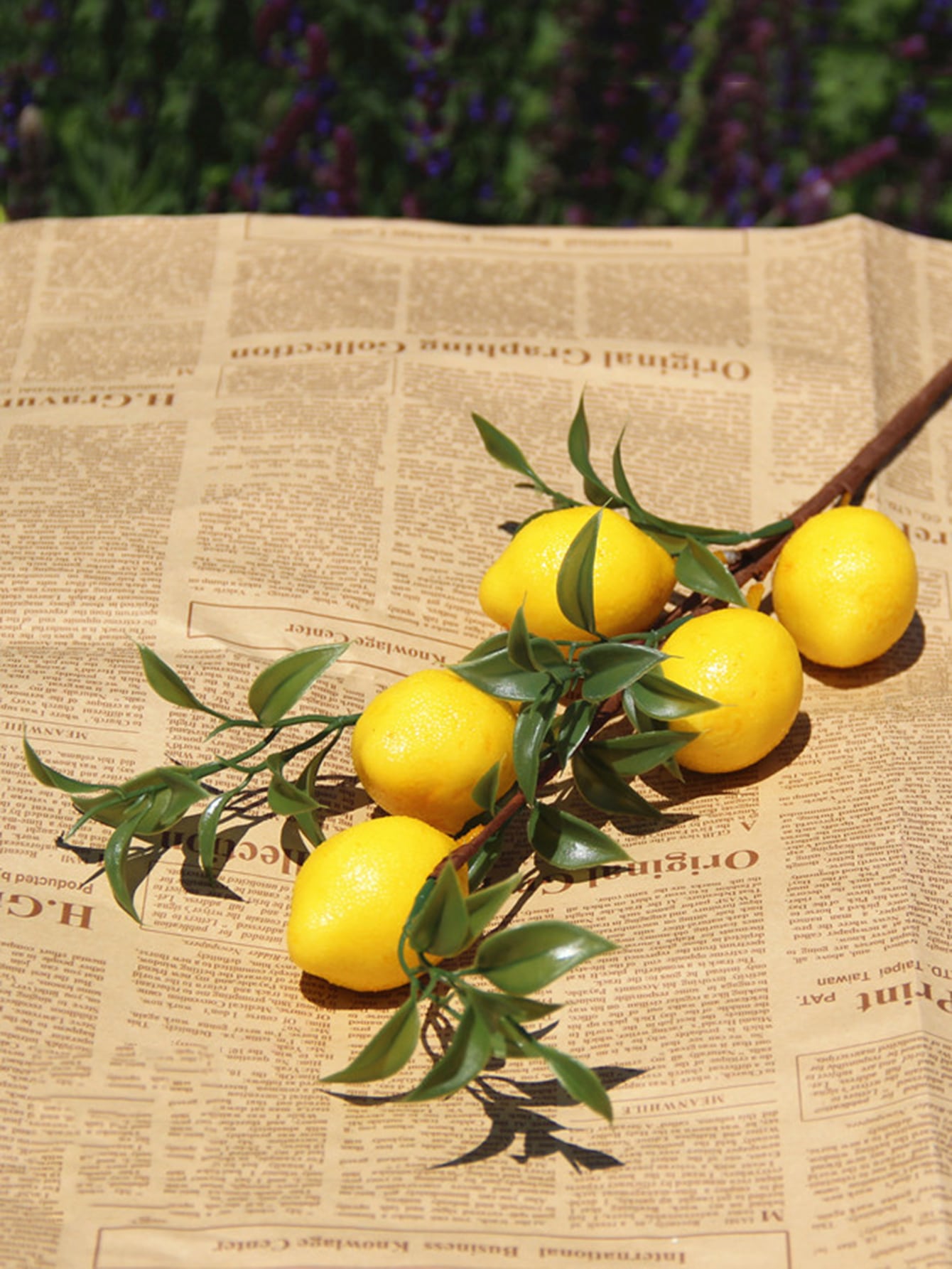 1 Stück Luxus Zitronen-Fruchtzweig mit grünen Blättern Kunstblumen Heimfotografie Requisiten Flores Artificales Kunstpflanzen