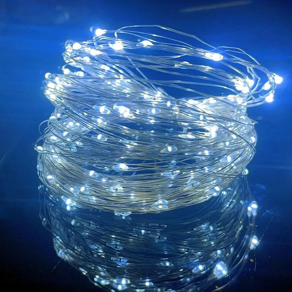 20m 10m Fernbedienung 8 Funktionen LED Lichterkette USB Lichterkette Weihnachtsgirlande Neujahr Hochzeitsfeier Gartendekoration 1M With Remote  weiß