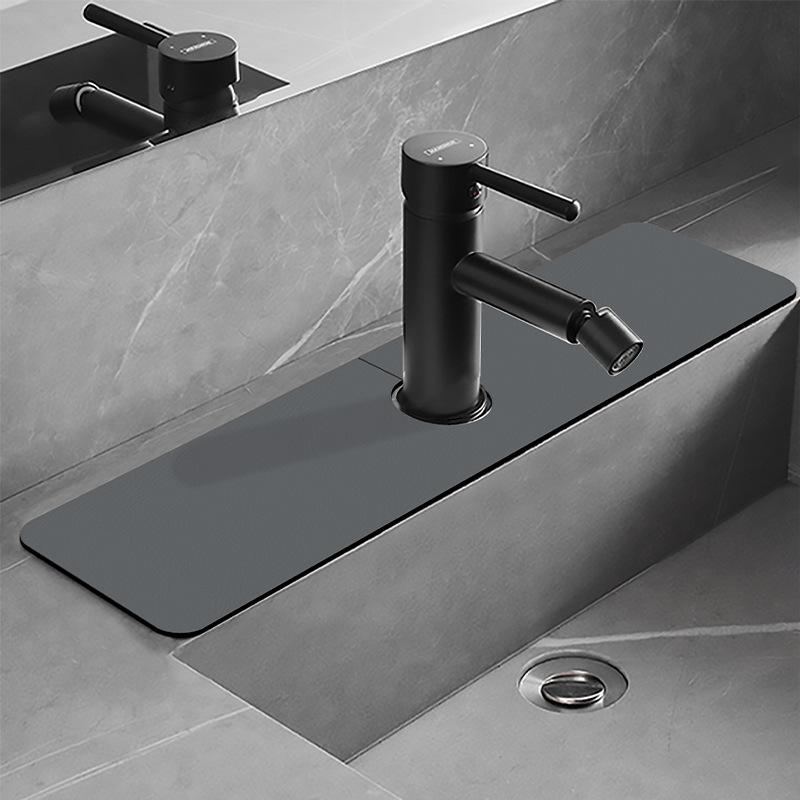 Leder Waschbecken Armatur Diatomeenerde Bodenmatte Saugmatte Küchenspüle Oberfläche Spritzschutz Wasser 13.8x38cm gray