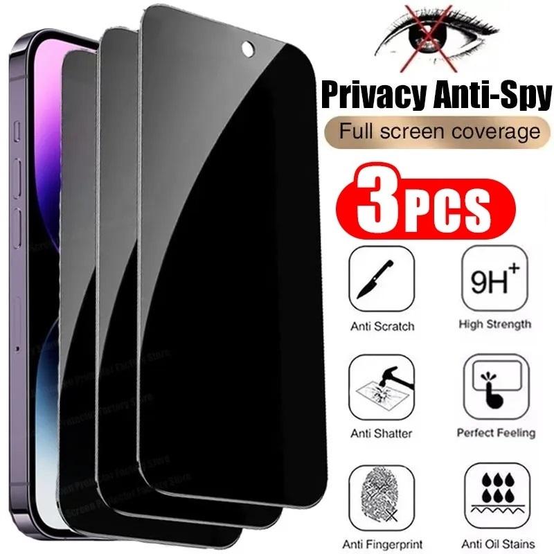 Blickschutzfolien für iPhone, Anti-Spionage-Hartglas, iPhone17 16 15, 12, 13, 14 Pro Max, Mini, 7, 8 Plus, 11, XS, 3 Stück iPhone 17Air schwarz