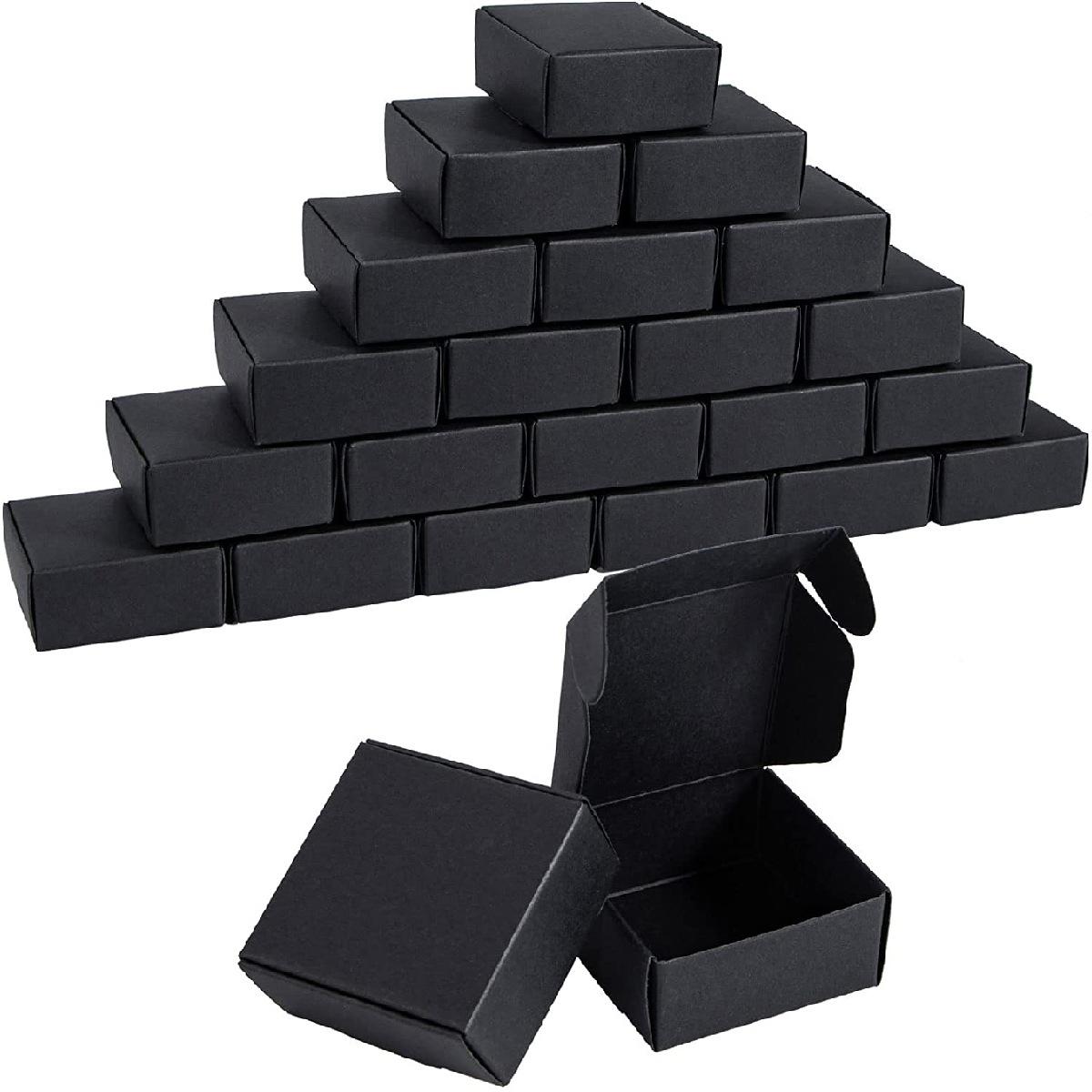 50 Stück Mini-Geschenkboxen aus Kraftpapier, Mehrzweck-Schmuckverpackung für Ringe, Ohrringe, Geburtstage, Hochzeiten, Feiertage, Weihnachtsgeschenke Pack of 50 schwarz
