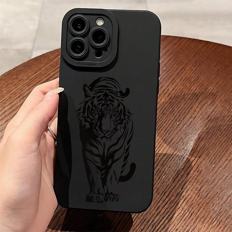 Personalisierte Schwarze Tiger-Musterung, Geeignet für iPhone 17, 16, 15, Plus, Pro, Max Serie Phones - Ideal als Geschenk iPhone 12 mini schwarz