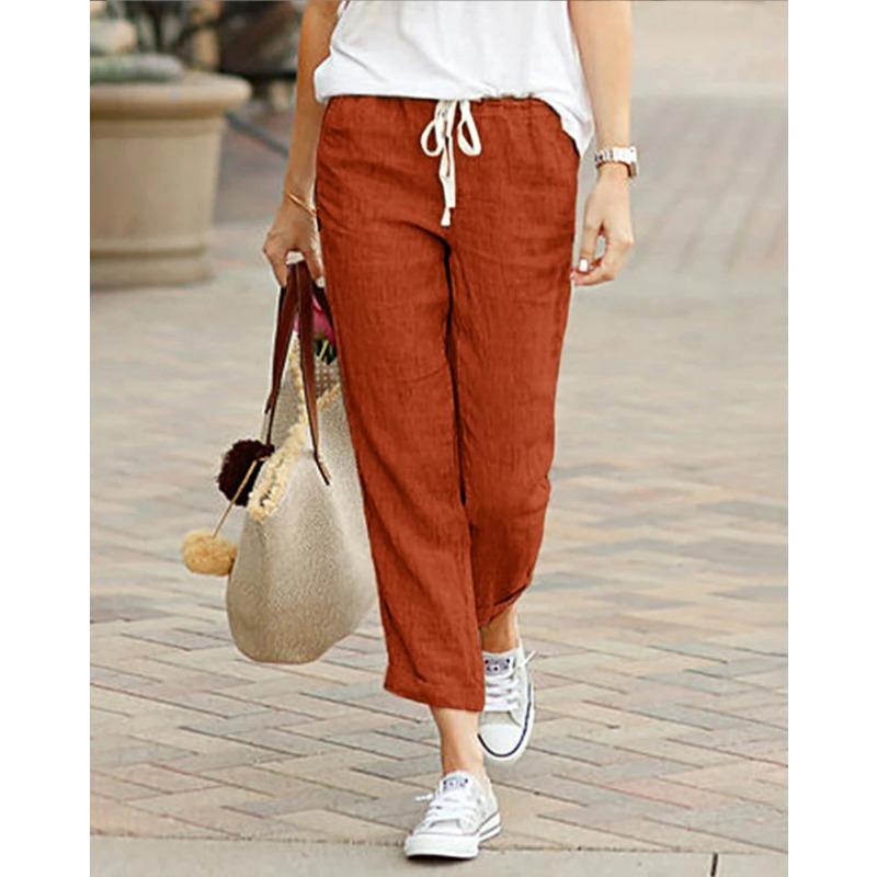YYFS Damenmode, lässig, einfarbig, bedruckt, Hosen, Hosen und Caprihosen XXXXL rot/orange