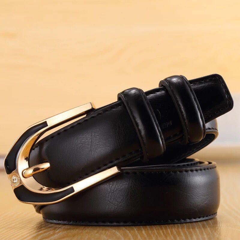 Damen Leder Dornschließe Gürtel Mode Damen 3,0 Feiner Hosen Gürtel Bonbonfarbe KTB 110cm