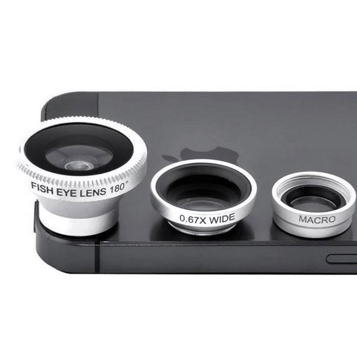 Universal 3-in-1 Magnetisches Objektiv Inklusive Fisheye + Weitwinkelobjektiv + Makro + 2 Tragebänder Für iPhone iPad Samsung HTC Smartphone