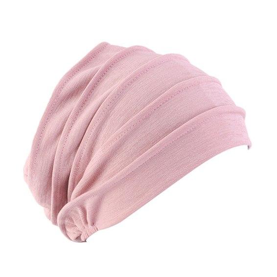 Frauen Elegante Verdickt Elastische Muslimischen Hijab Beanie Hut Elastische Chemo Hut Headwrap rosa