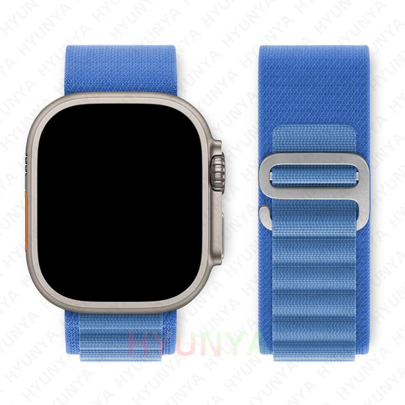 Alpines Armband für Apple Watch Armband Serie 10 9 8 7 SE Ultra 2 41mm 42mm 45mm 46mm 49mm 40mm 44mm IWatch Correa Armband 42-44-45-46-49mm blau