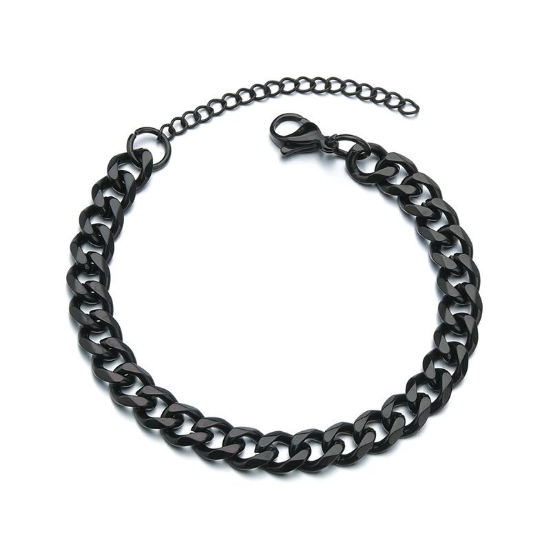 Hochwertige Edelstahl-Armbänder für Männer, blanko, Punk, Panzerkette, kubanische Gliederkette, Armbänder an der Hand, Schmuck, Geschenke Width 7mm schwarz