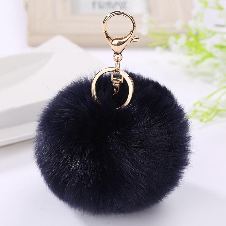 Flauschiger Kaninchenfell-Eule-Pom-Pom-Ball-Schlüsselanhänger, Schlüsselanhänger, Auto-Schlüsselanhänger, Kettenhalter, Charm-Anhänger für Frauen, Taschenzubehör schwarz