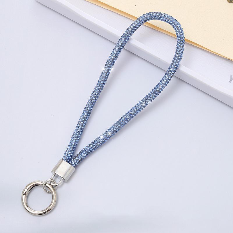 Luxuriöse Handy-Kristall-Handschlaufe Glitzer Strass Handy-Lanyard Schlüsselanhänger Hängendes Anti-Verlust-Seil himmelblaue