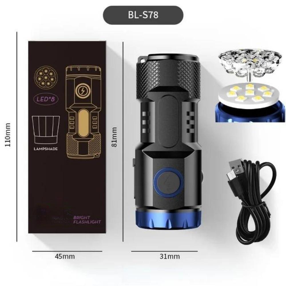 Ultrahelle Taschenlampe 6/8*P35 LED Mini Superhelle Taschenlampe USB Wiederaufladbar Wasserdichtes Licht mit Magnet Notlampe 8LED