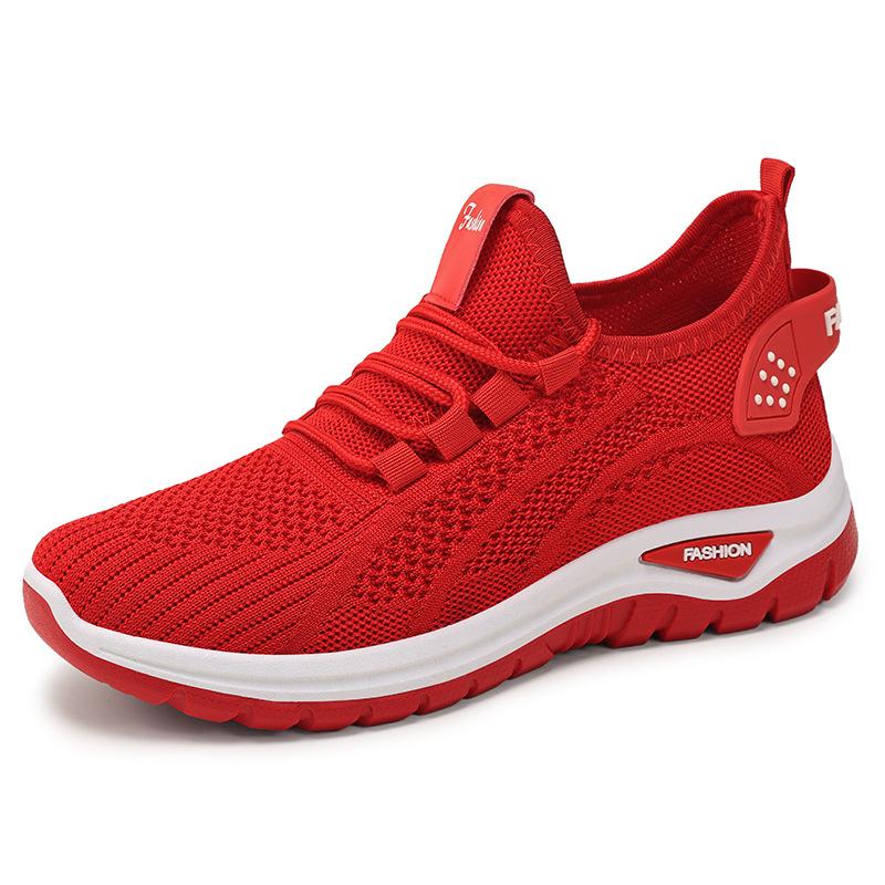 Neue atmungsaktive Damenschuhe, Komfortable Laufschuhe mit weicher Sohle in großen Größen, Lässige Sportschuhe 39 rot