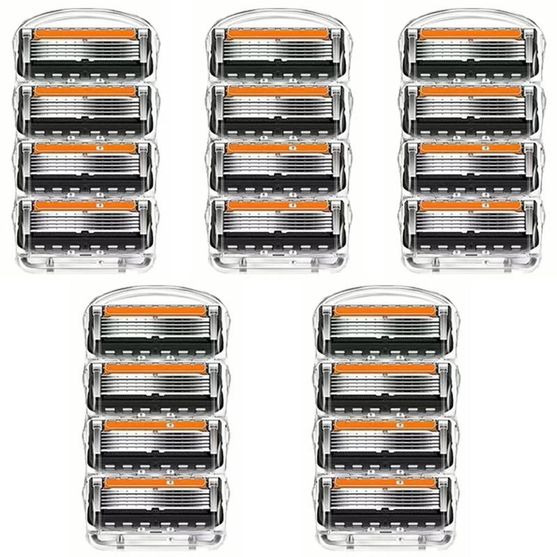 4/8/12/16/20 Rasierklingen Klassische 5-Klingen-Sicherheitsrasierklinge für Herren-Haarentfernung Rasierklinge Manueller Rasierer Austauschbare Köpfe 20 pcs