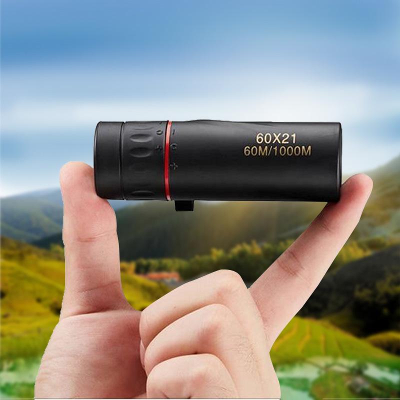 60 x 21 leistungsstarker Zoom, tragbares Mini-Teleskop, hochauflösendes Monokular, Fernglas mit großer Reichweite, Low-Light-Nachtsicht, Camping schwarz