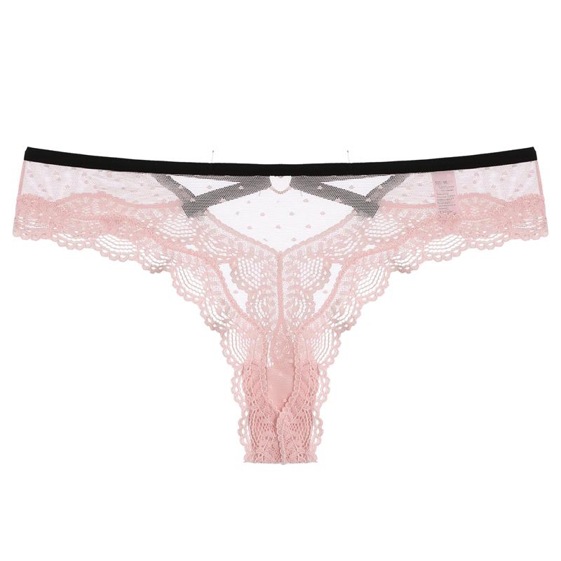 CINOON Frauen Sexy Spitze Höschen Transparent Low-taille Unterhose Aushöhlen Tanga Weibliche Nahtlose G-string Unterwäsche Dessous M rosa