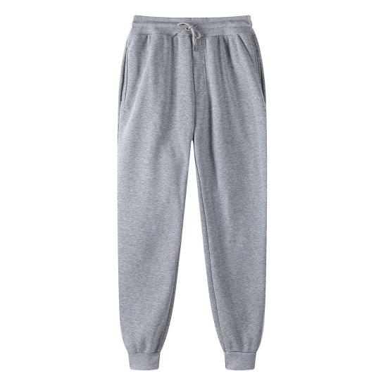Damen Sporthose mit Kordelzug, elastischer Bund, lockere Jogginghose mit Knöchelband und Taschen, einfarbig, Jogginghose, Laufhose, Freizeithose M grau