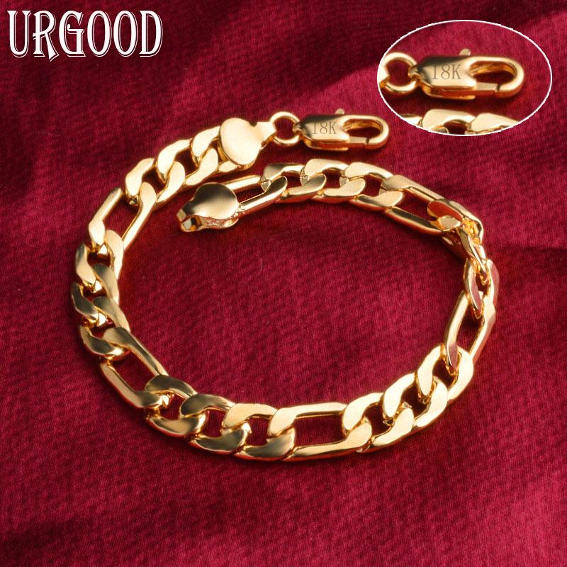 Seitenkettenarmband aus 925er Sterlingsilber und 18 Karat Gold 20cm