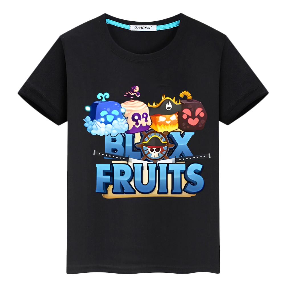 Neues Game Blox Fruits T-Shirt aus 100% Baumwolle für Kinder, Jungen ab 10 Jahren, Anime, kurze Oberteile, Pride-T-Shirt, Y2K, One Piece, Kinderkleidung, Mädchen 160 schwarz